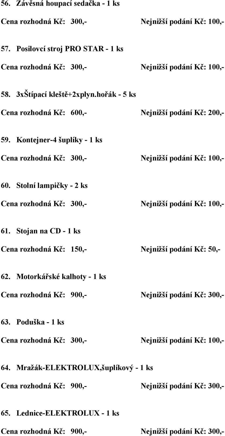 Stolní lampičky - 2 ks 61. Stojan na CD - 1 ks 62.