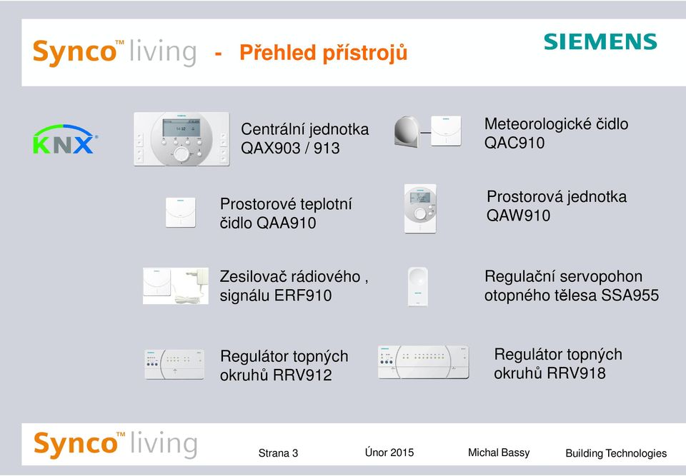 signálu ERF910 Regulační servopohon otopného tělesa SSA955 Regulátor topných