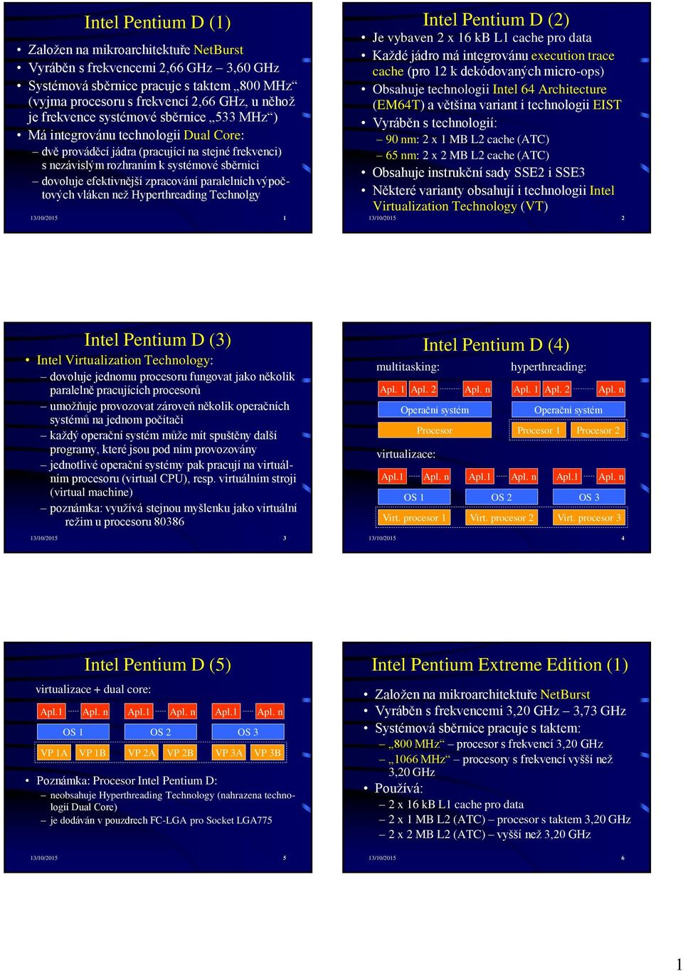 výpočtových vláken než Hyperthreading Technolgy // Intel Pentium D () Je vybaven x kb L cache pro data Každé jádro má integrovánu execution trace cache (pro k dekódovaných micro-ops) Obsahuje