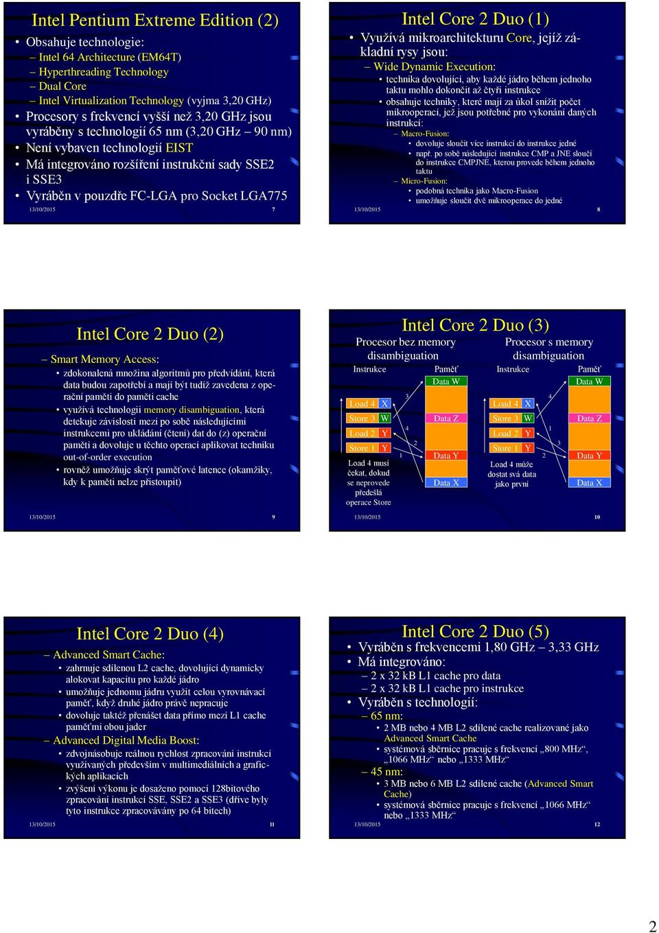 mikroarchitekturu Core, jejíž základní rysy jsou: Wide Dynamic Execution: technika dovolující, aby každé jádro během jednoho taktu mohlo dokončit až čtyři instrukce obsahuje techniky, které mají za