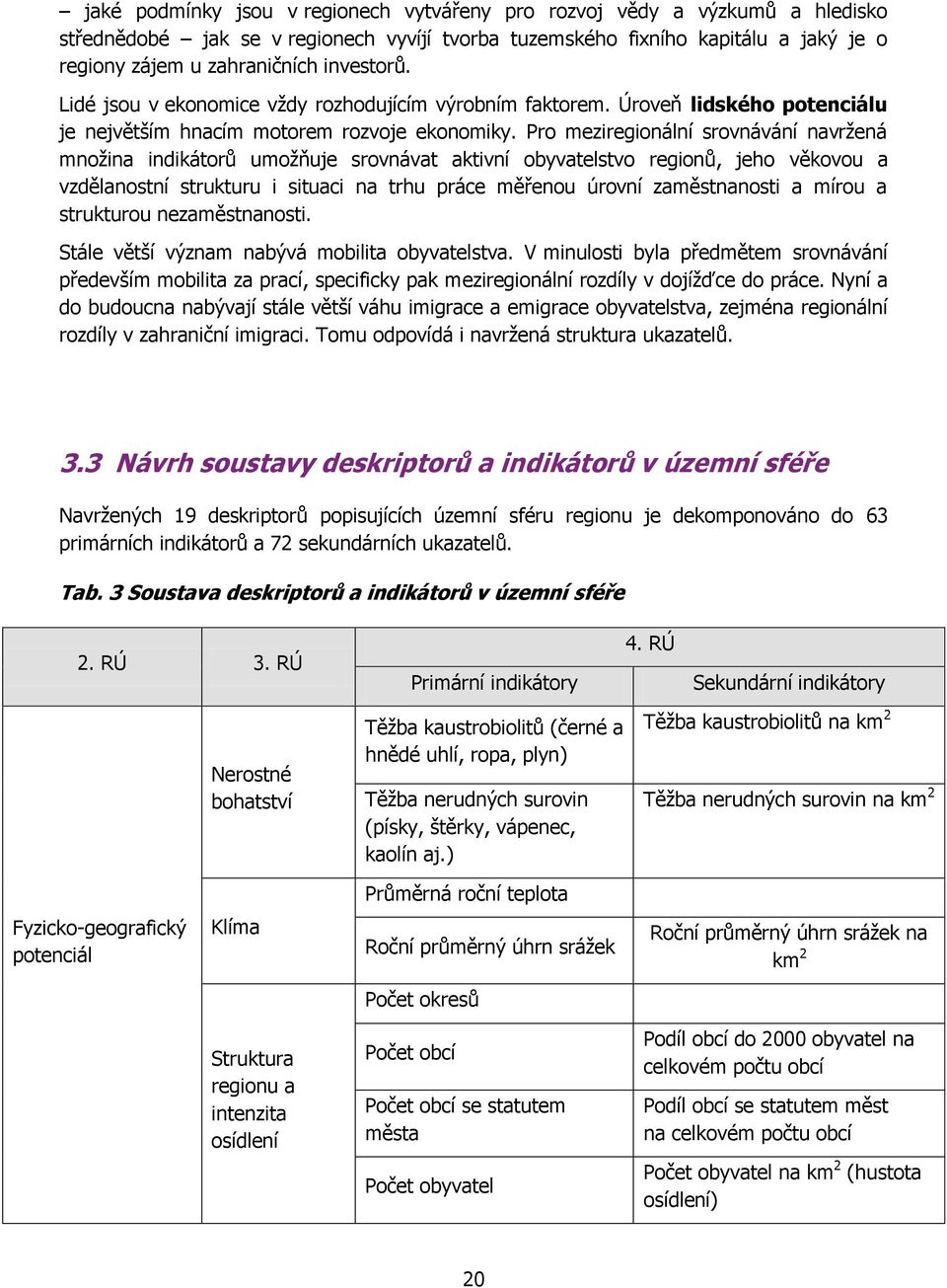 Pro meziregionální srovnávání navrţená mnoţina indikátorů umoţňuje srovnávat aktivní obyvatelstvo regionů, jeho věkovou a vzdělanostní strukturu i situaci na trhu práce měřenou úrovní zaměstnanosti a