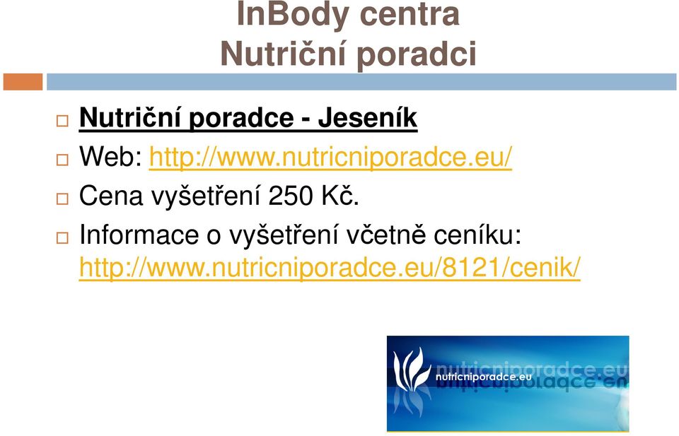 Informace o vyšetření včetně ceníku: Informace o