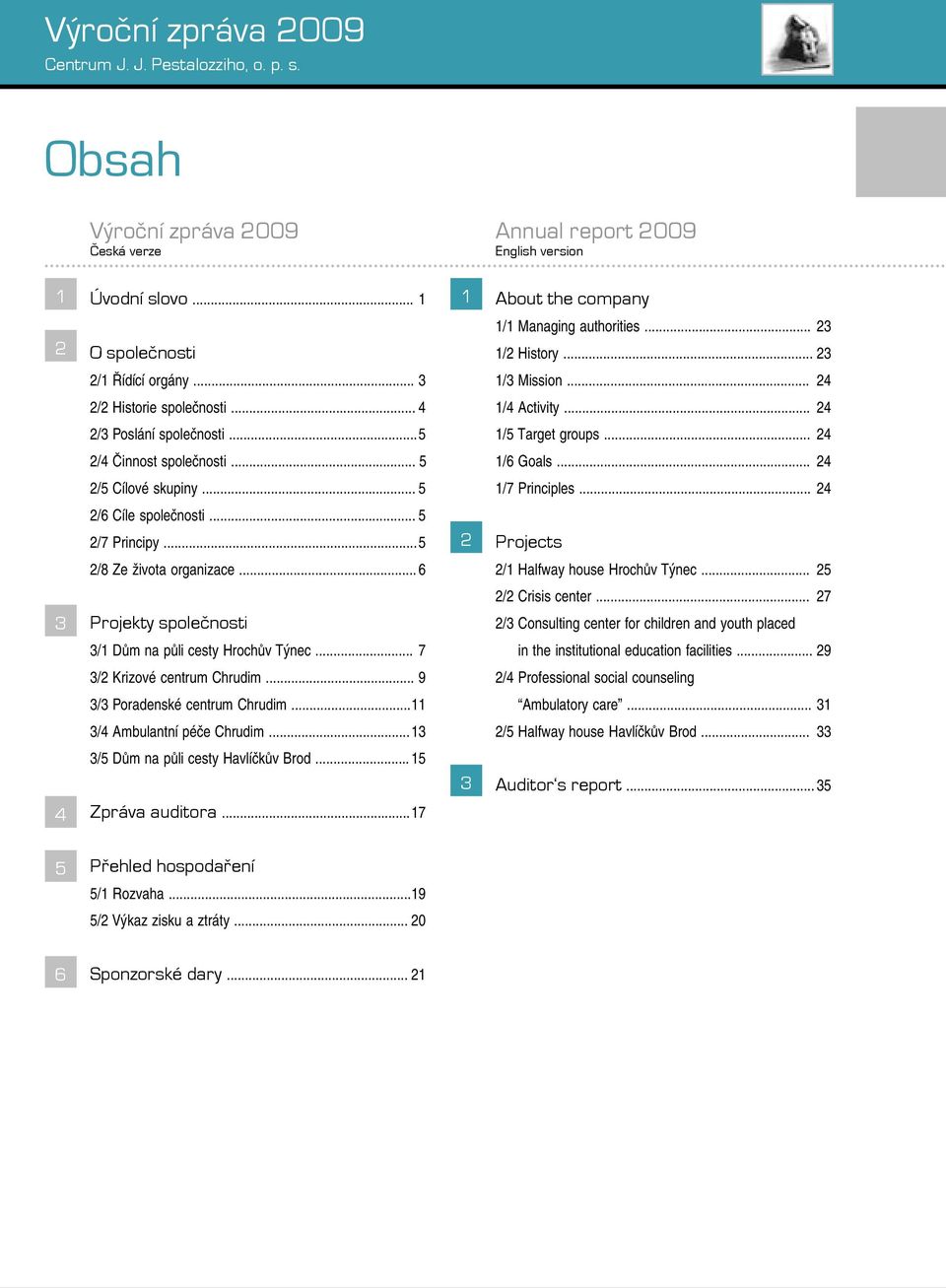 .. 5 1/7 Principles... 24 2/6 Cíle společnosti... 5 2/7 Principy... 5 2 Projects 2/8 Ze života organizace... 6 2/1 Halfway house Hrochův Týnec... 25 3 Projekty spoleènosti 2/2 Crisis center.