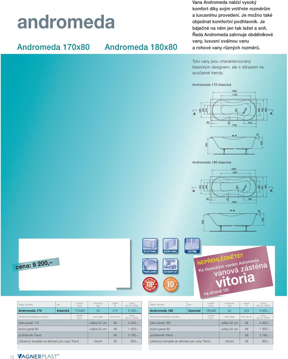 Tyto vany jsou charakterizovány klasickým designem, ale s důrazem na současné trendy. Andromeda 170 klasická Andromeda 180 klasická cena: 9 200, NEPŘEHLÉDNĚTE!