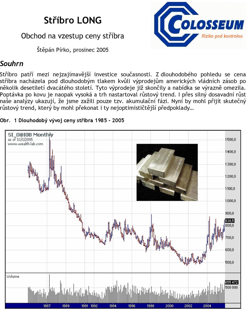 Tyto výprodeje již skončily a nabídka se výrazně omezila. Poptávka po kovu je naopak vysoká a trh nastartoval růstový trend.