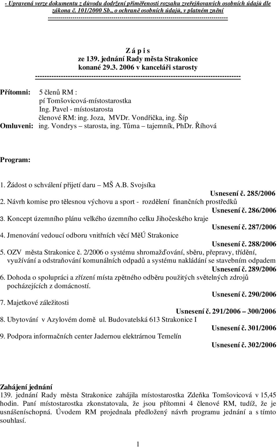 . jednání Rady města Strakonice konané 29.3.