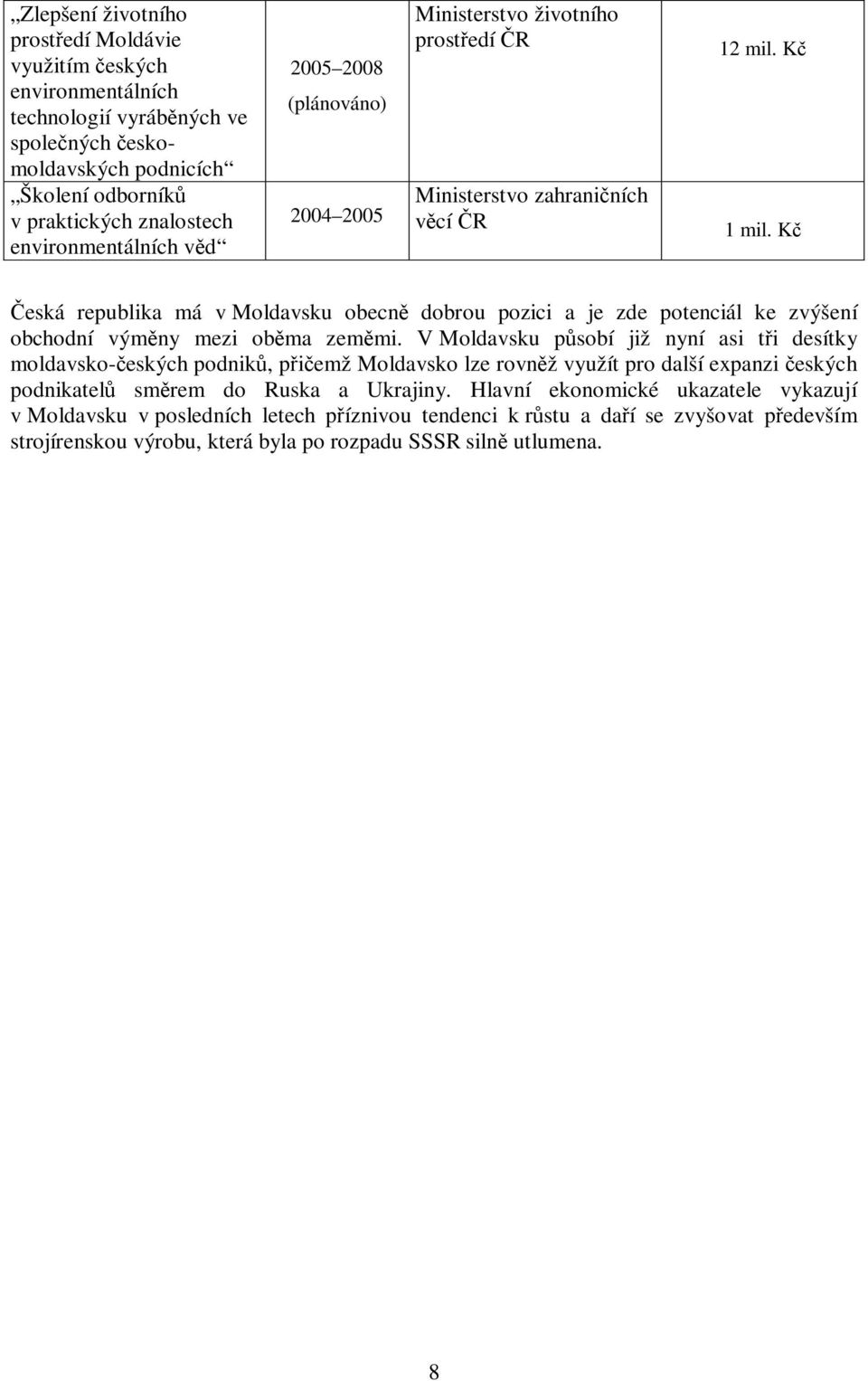 K eská republika má v Moldavsku obecn dobrou pozici a je zde potenciál ke zvýšení obchodní výmny mezi obma zemmi.