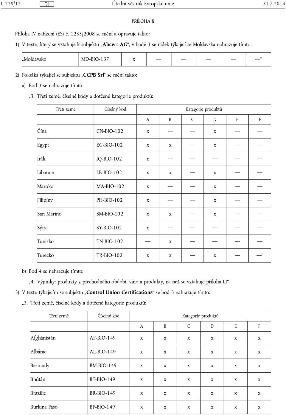 CCPB Srl se mění takto: a) Bod 3 se nahrazuje tímto: 3.