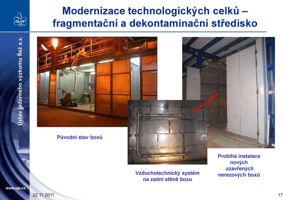 Vzduchotechnický systém na zadní stěně boxu