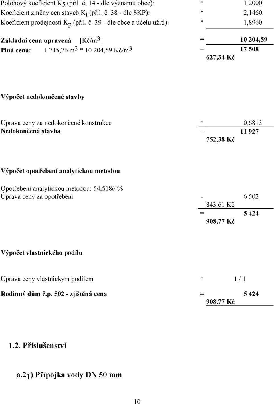 38 - dle SKP): * 2,1460 Koeficient prodejnosti K p (příl. č.