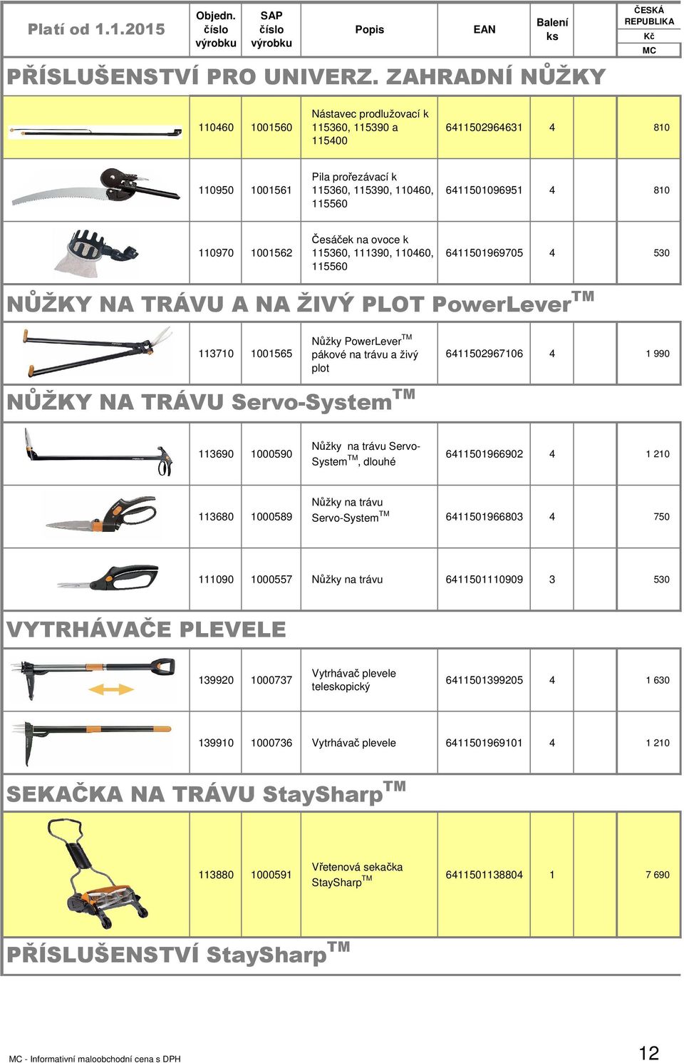 ovoce k 115360, 111390, 11060, 115560 611501969705 530 NŮŽKY NA TRÁVU A NA ŽIVÝ PLOT PowerLever TM 113710 1001565 Nůžky PowerLever TM pákové na trávu a živý plot 611502967106 1 990 NŮŽKY NA TRÁVU