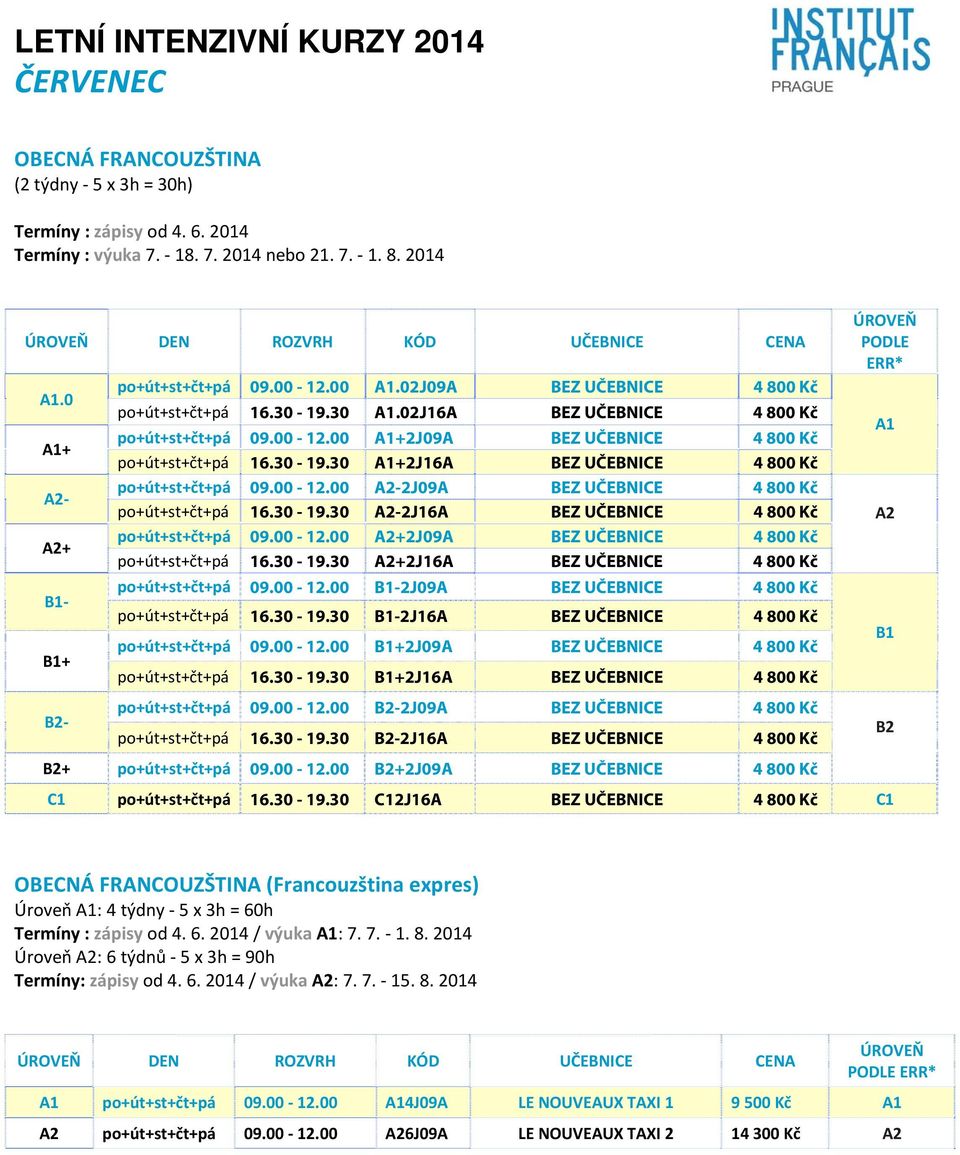 30-19.30-2J16A BEZ UČEBNICE 4 800 Kč poútstčtpá 09.00-12.00 2J09A BEZ UČEBNICE 4 800 Kč poútstčtpá 16.30-19.30 2J16A BEZ UČEBNICE 4 800 Kč poútstčtpá 09.00-12.00-2J09A BEZ UČEBNICE 4 800 Kč poútstčtpá 16.