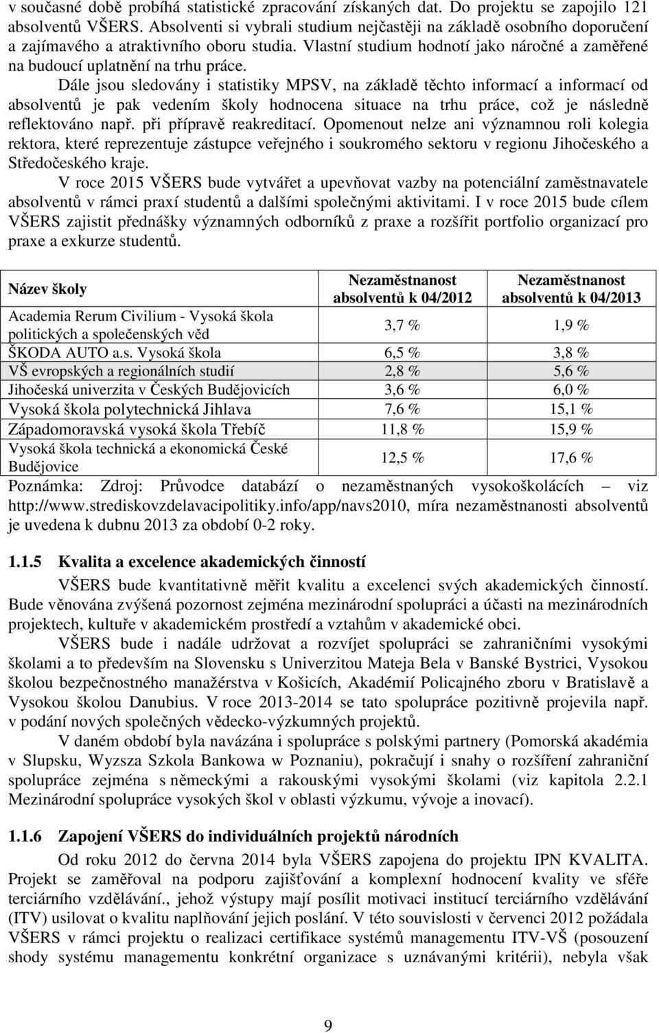 Dále jsou sledovány i statistiky MPSV, na základě těchto informací a informací od absolventů je pak vedením školy hodnocena situace na trhu práce, což je následně reflektováno např.