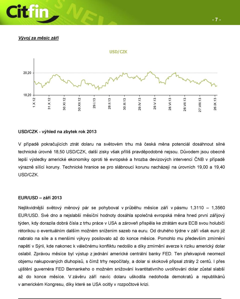 18,50 USD/CZK, další zisky však příliš pravděpodobné nejsou.