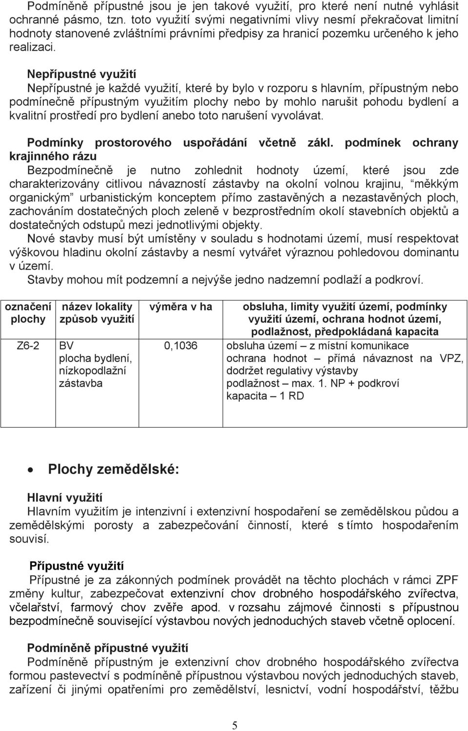 Nepřípustné využití Nepřípustné je každé využití, které by bylo v rozporu s hlavním, přípustným bo podmíčně přípustným využitím bo by mohlo narušit pohodu bydlení a kvalitní prostředí pro bydlení abo