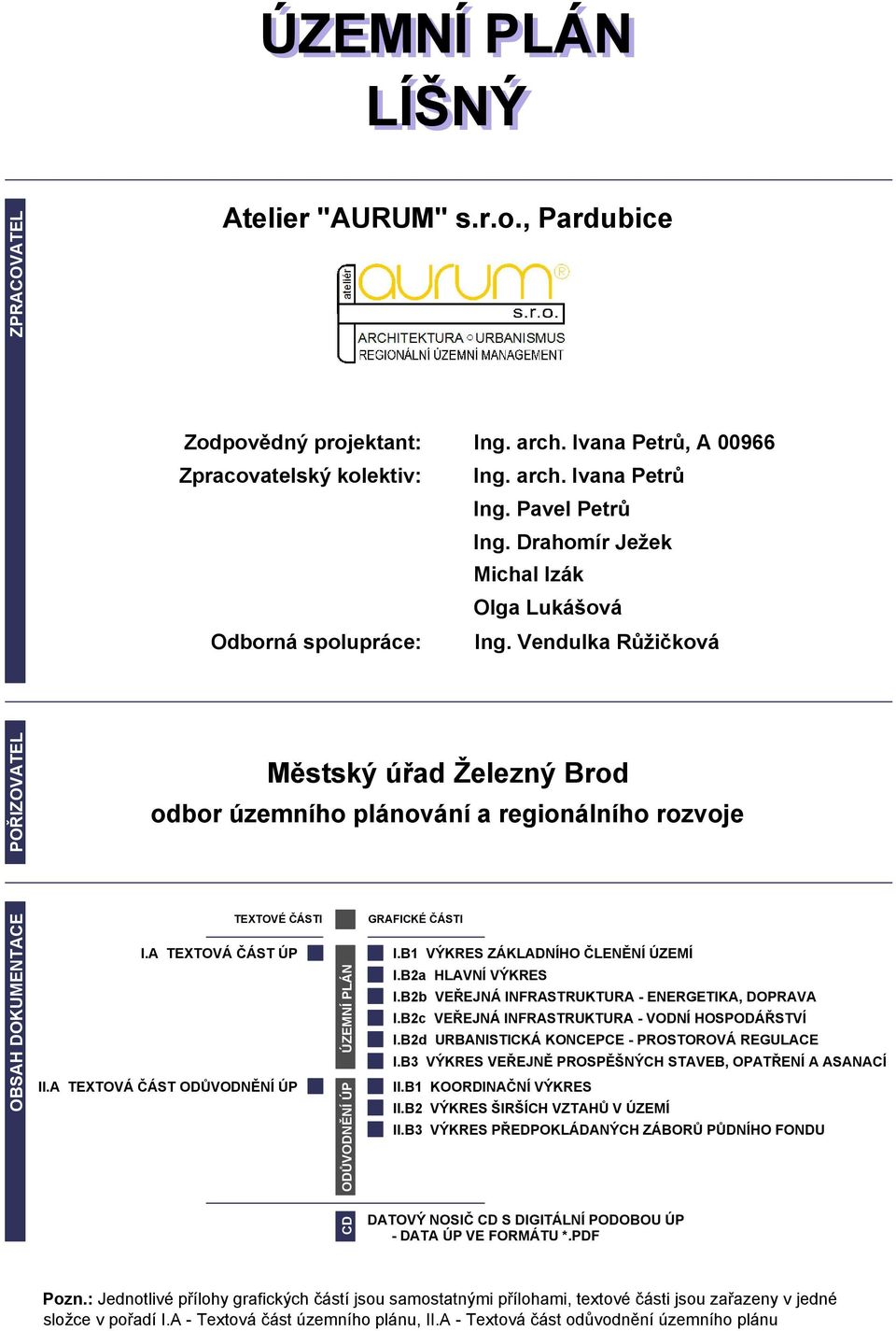 Vendulka Růžičková POŘIZOVATEL Městský úřad Železný Brod odbor územního plánování a regionálního rozvoje OBSAH DOKUMENTACE TEXTOVÉ ČÁSTI I.A TEXTOVÁ ČÁST ÚP II.