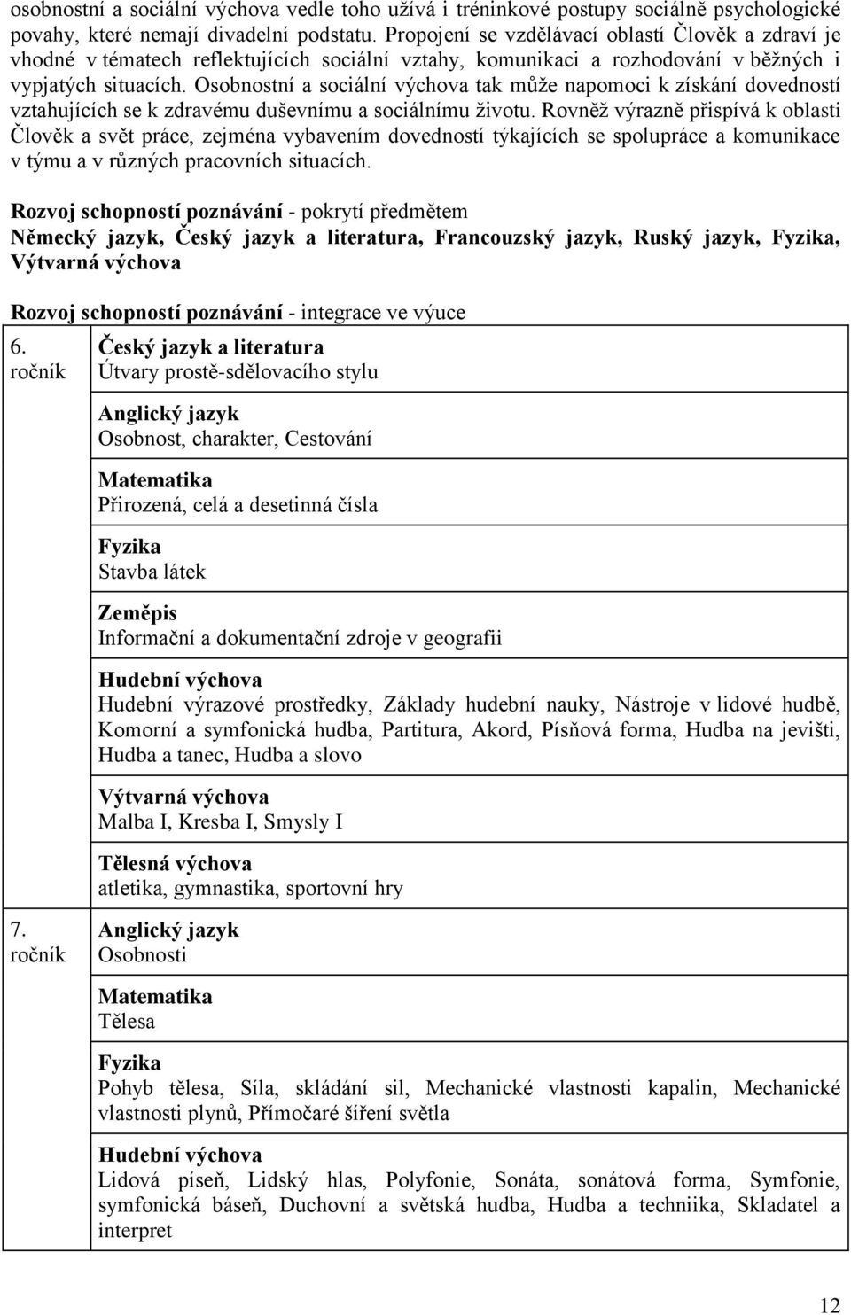 Osobnostní a sociální výchova tak může napomoci k získání dovedností vztahujících se k zdravému duševnímu a sociálnímu životu.