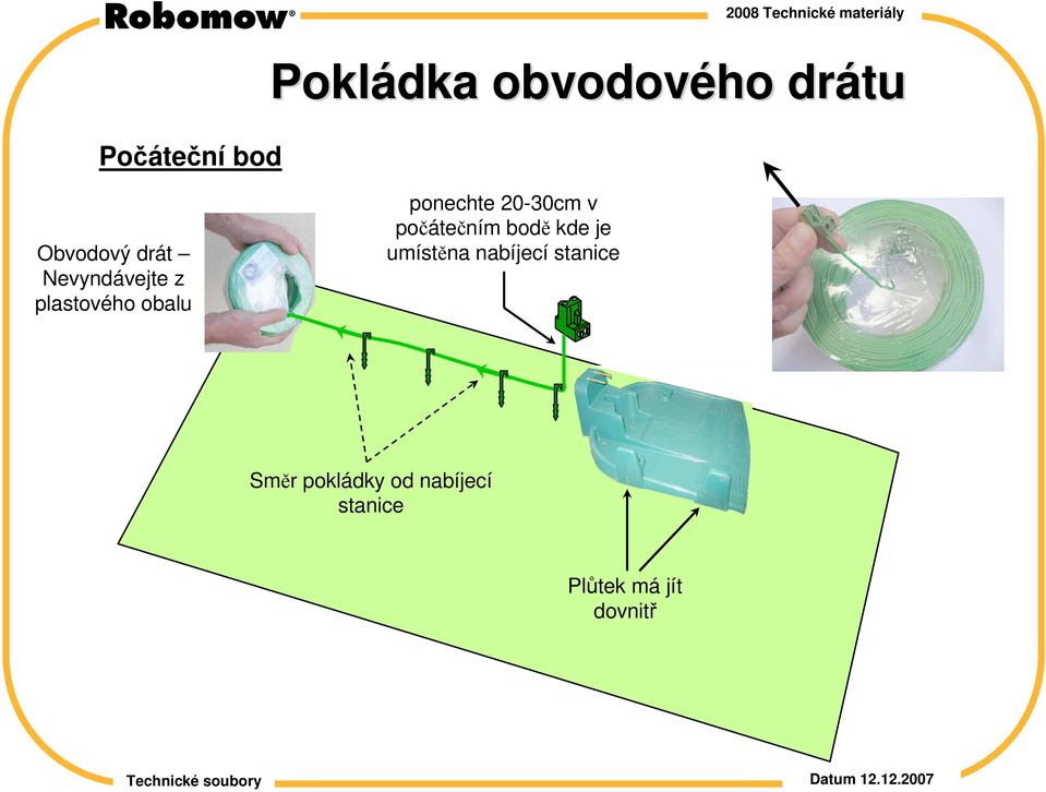 ponechte 20-30cm v počátečním bodě kde je umístěna