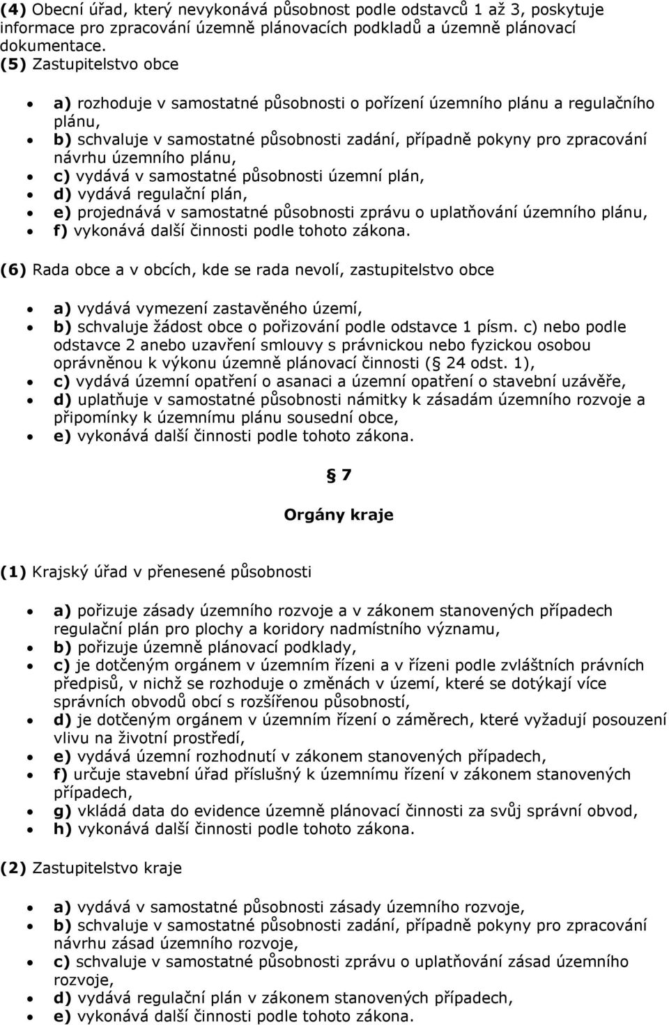 plánu, c) vydává v samostatné působnosti územní plán, d) vydává regulační plán, e) projednává v samostatné působnosti zprávu o uplatňování územního plánu, f) vykonává další činnosti podle tohoto