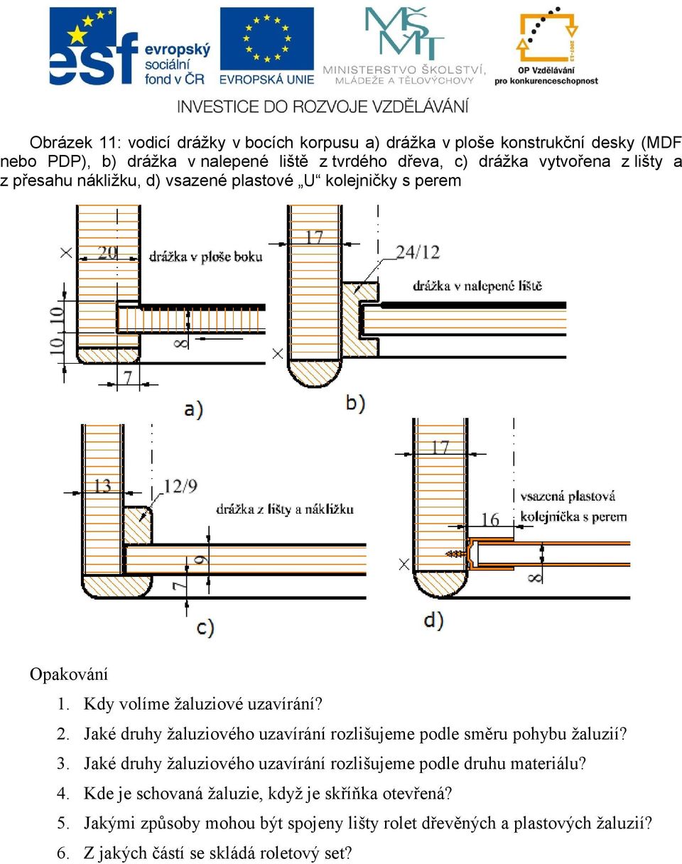 Jaké druhy žaluziového uzavírání rozlišujeme podle směru pohybu žaluzií? 3. Jaké druhy žaluziového uzavírání rozlišujeme podle druhu materiálu? 4.