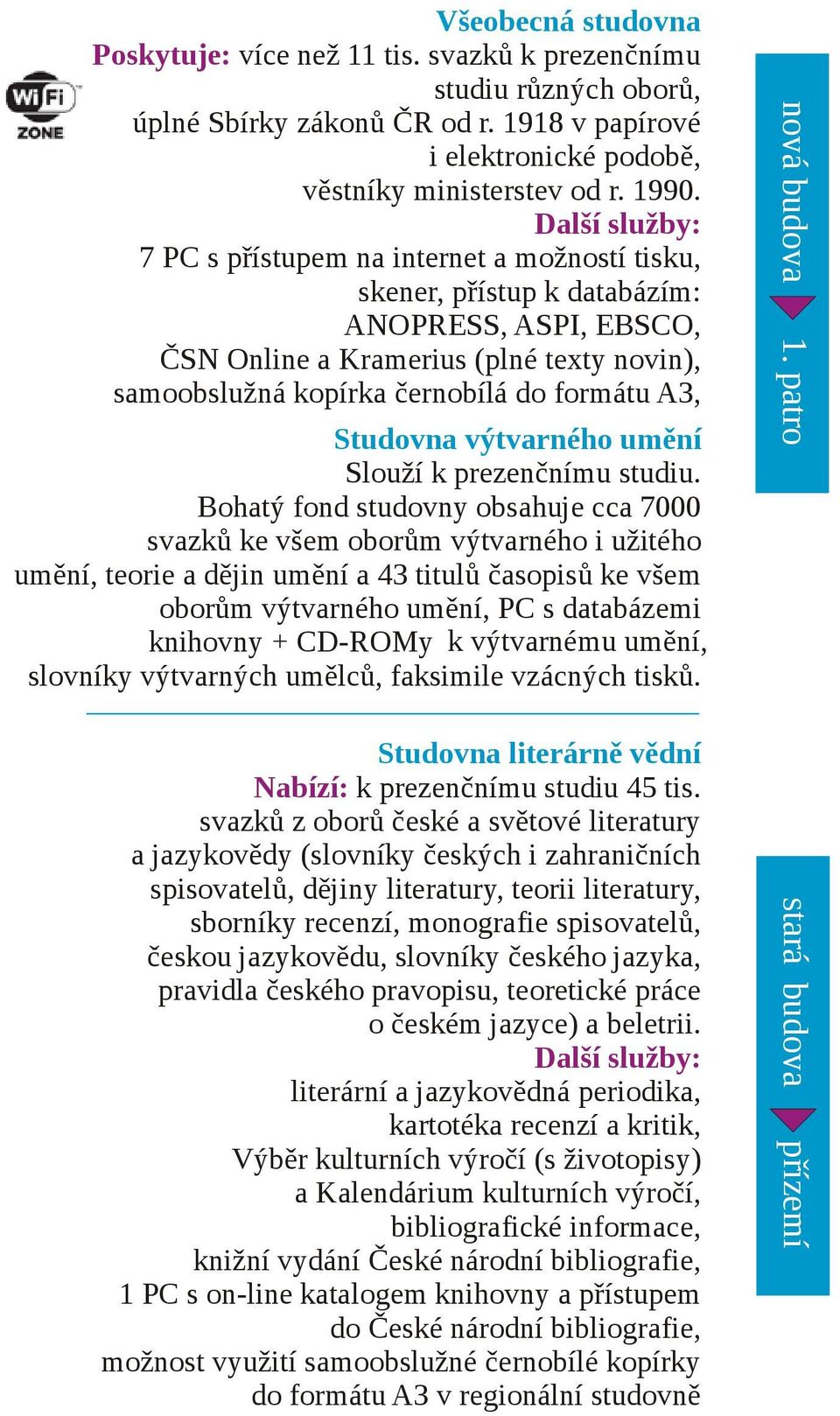 A3, Studovna výtvarného umění Slouží k prezenčnímu studiu.