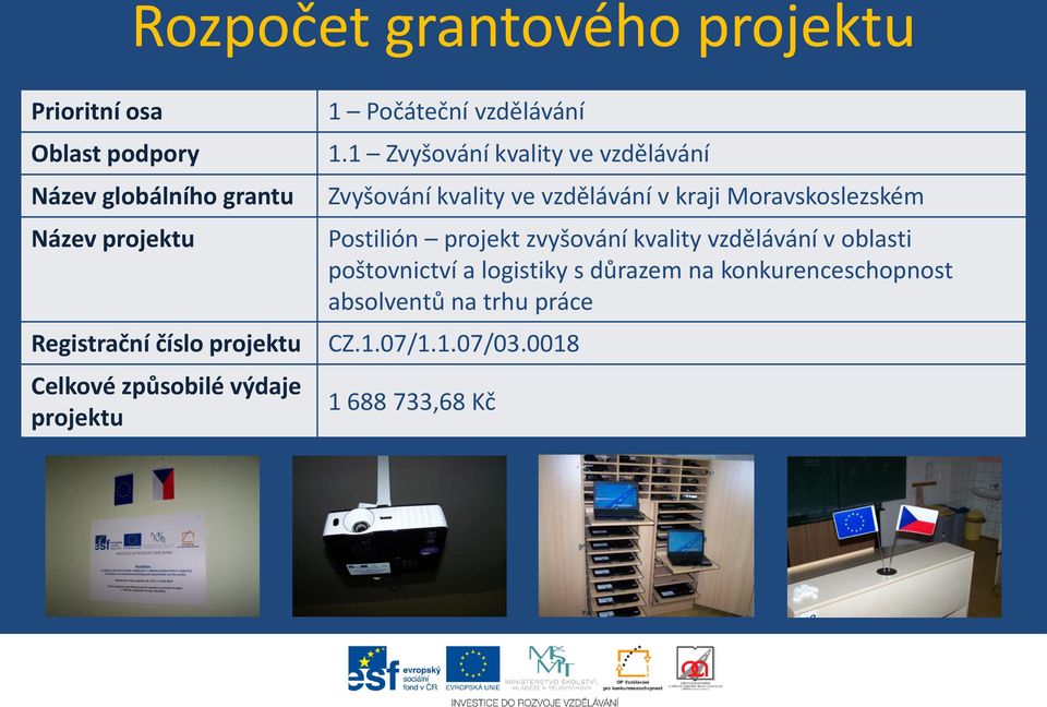 1 Zvyšování kvality ve vzdělávání Zvyšování kvality ve vzdělávání v kraji Moravskoslezském Postilión projekt