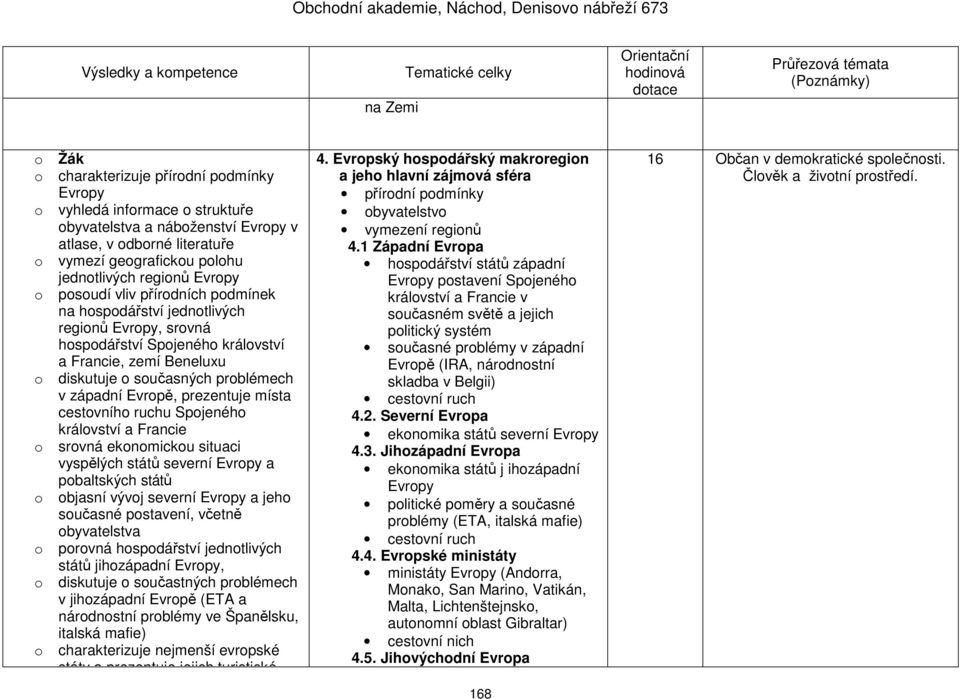 západní Evropě, prezentuje místa cestovního ruchu Spojeného království a Francie o srovná ekonomickou situaci vyspělých států severní Evropy a pobaltských států o objasní vývoj severní Evropy a jeho