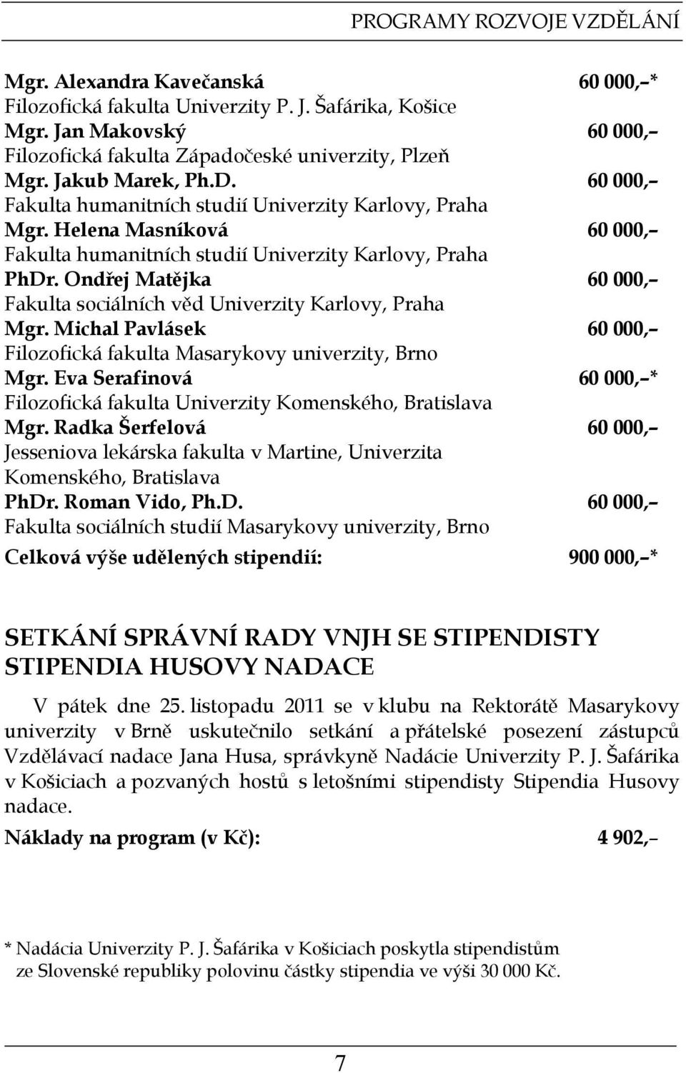 Ondřej Matějka 60 000, Fakulta sociálních věd Univerzity Karlovy, Praha Mgr. Michal Pavlásek 60 000, Filozofická fakulta Masarykovy univerzity, Brno Mgr.