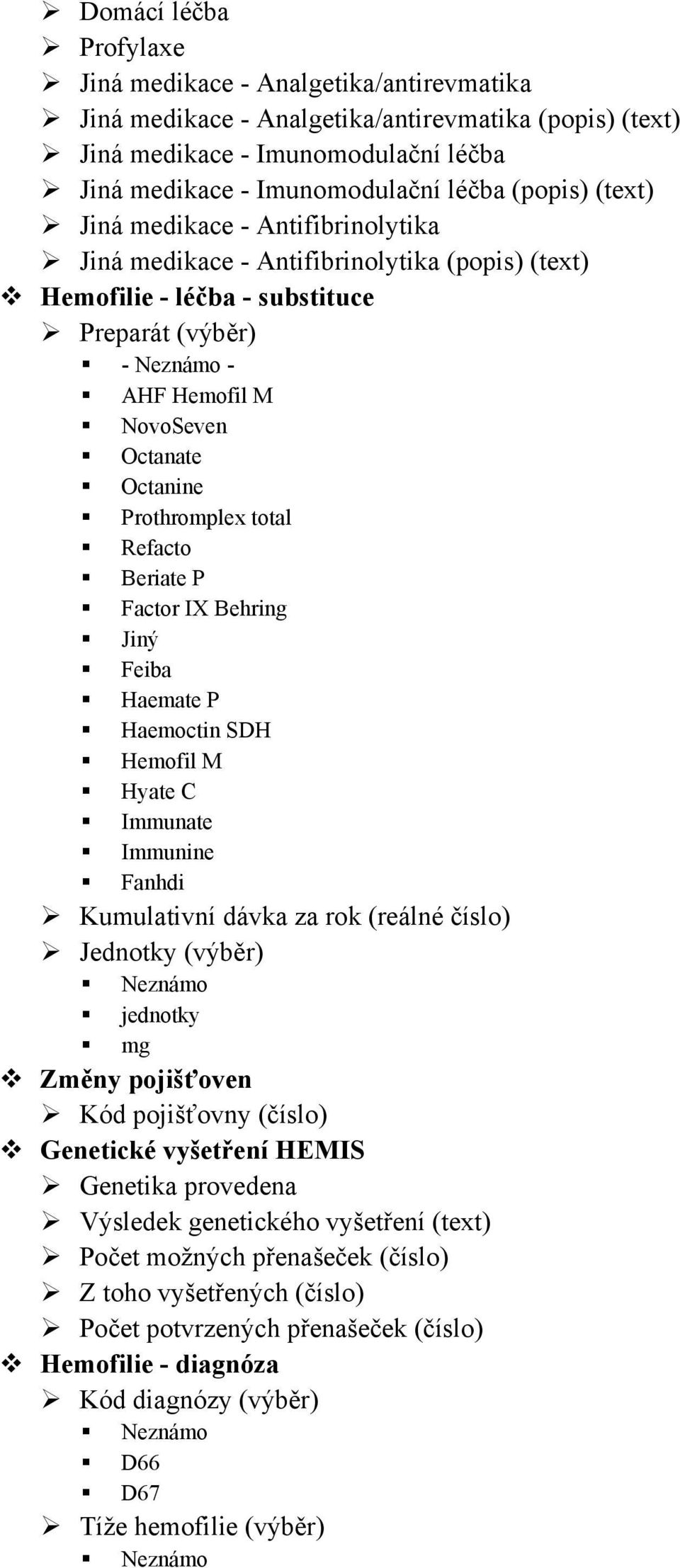 Prothromplex total Refacto Beriate P Factor IX Behring Jiný Feiba Haemate P Haemoctin SDH Hemofil M Hyate C Immunate Immunine Fanhdi Kumulativní dávka za rok (reálné číslo) Jednotky (výběr) jednotky