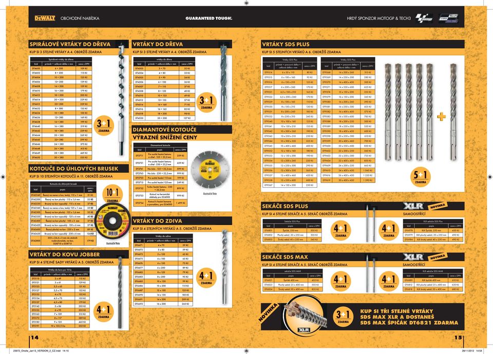 DO ÚHLOVÝCH BRUSEK Kotouče do úhlových brusek cena s DPH SEKÁČE SDS PLUS VRTÁKY DO ZDIVA Sekáče SDS Plus Vrtáky do zdiva průměr celková délka v mm SEKÁČE SDS MAX Vrtáky do kovu po