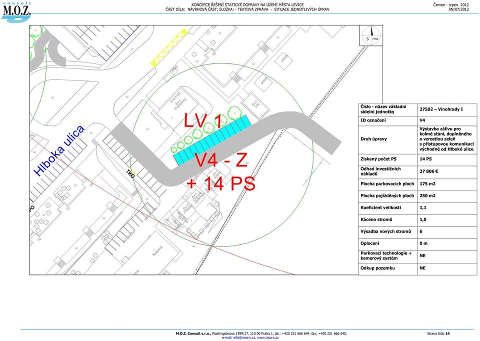 velikosti 1,1 Káceno stromů 1,0 Výsadba nových stromů 6 M.O.Z. Consult s.r.o., Washingtonova 1599/17, 110 00 Praha 1, tel.