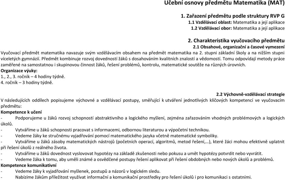 stupni základní školy a na nižším stupni víceletých gymnázií. Předmět kombinuje rozvoj dovedností žáků s dosahováním kvalitních znalostí a vědomostí.