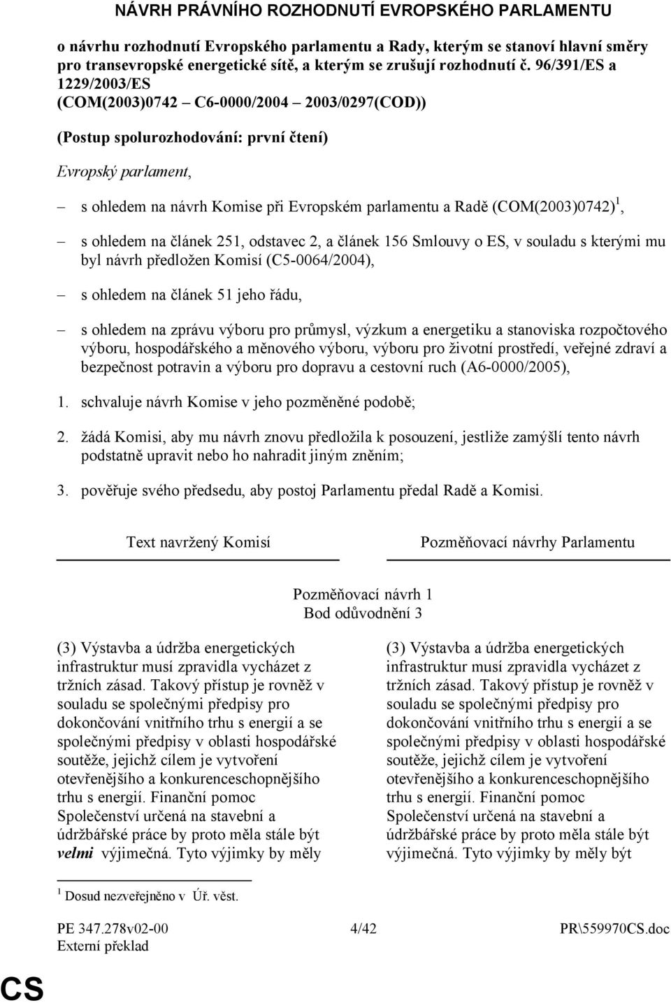 (COM(2003)0742) 1, s ohledem na článek 251, odstavec 2, a článek 156 Smlouvy o ES, v souladu s kterými mu byl návrh předložen Komisí (C5-0064/2004), s ohledem na článek 51 jeho řádu, s ohledem na