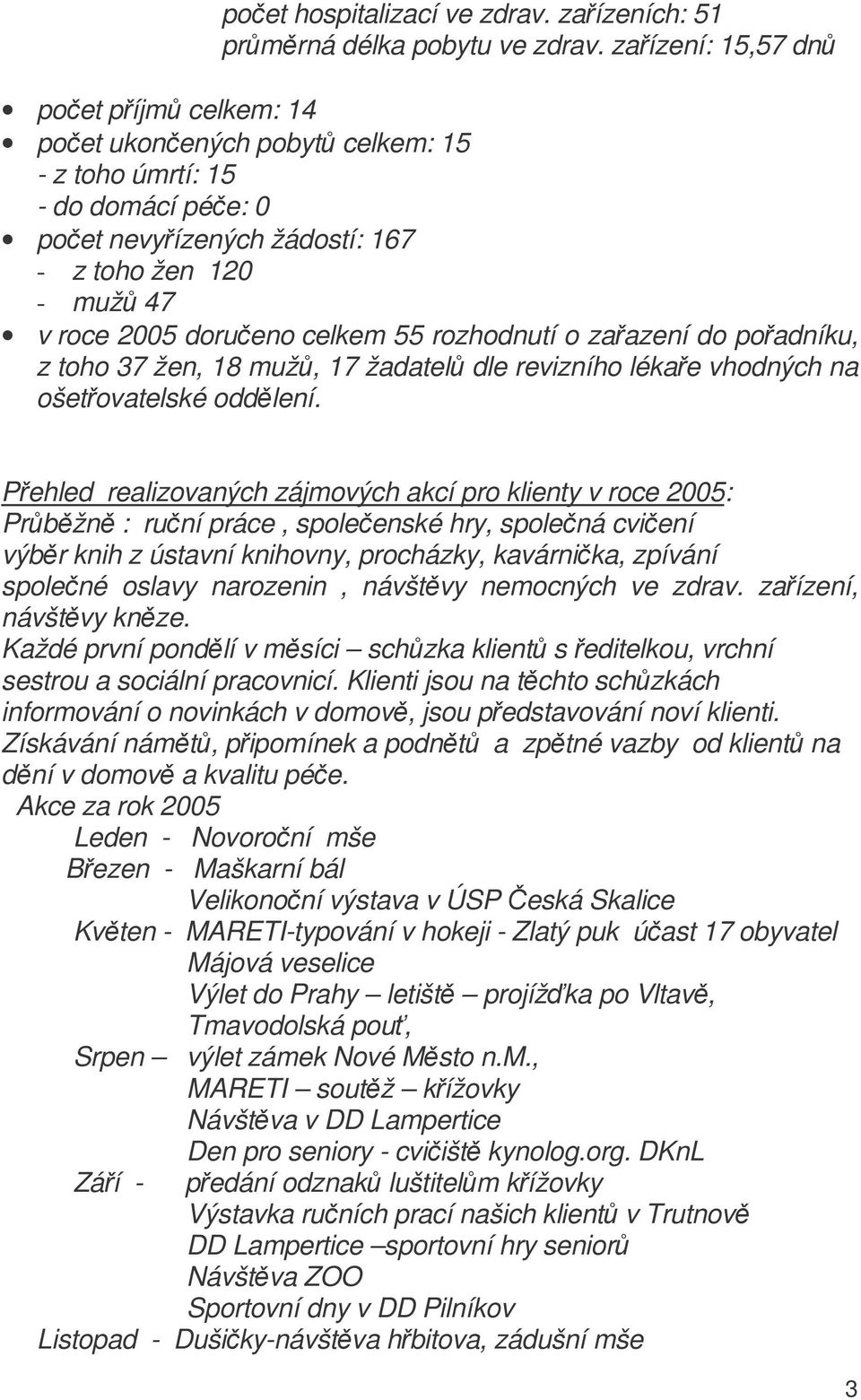 rozhodnutí o zaazení do poadníku, z toho 37 žen, 18 muž, 17 žadatel dle revizního lékae vhodných na ošetovatelské oddlení.