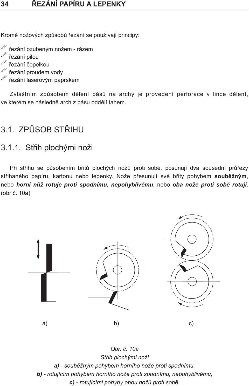 ZPÙSOB STØIHU 3.1.1. Støih plochými noži Pøi støihu se pùsoením øitù plochých nožù proti soì, posunují dv sousední prùøezy støihného ppíru, krtonu neo lepenky.