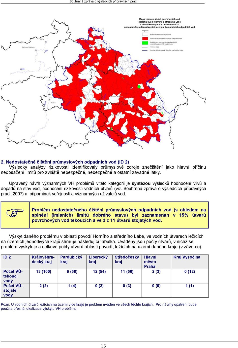 Souhrnná zpráva o výsledcích přípravných prací, 2007) a připomínek veřejnosti a významných uživatelů vod.