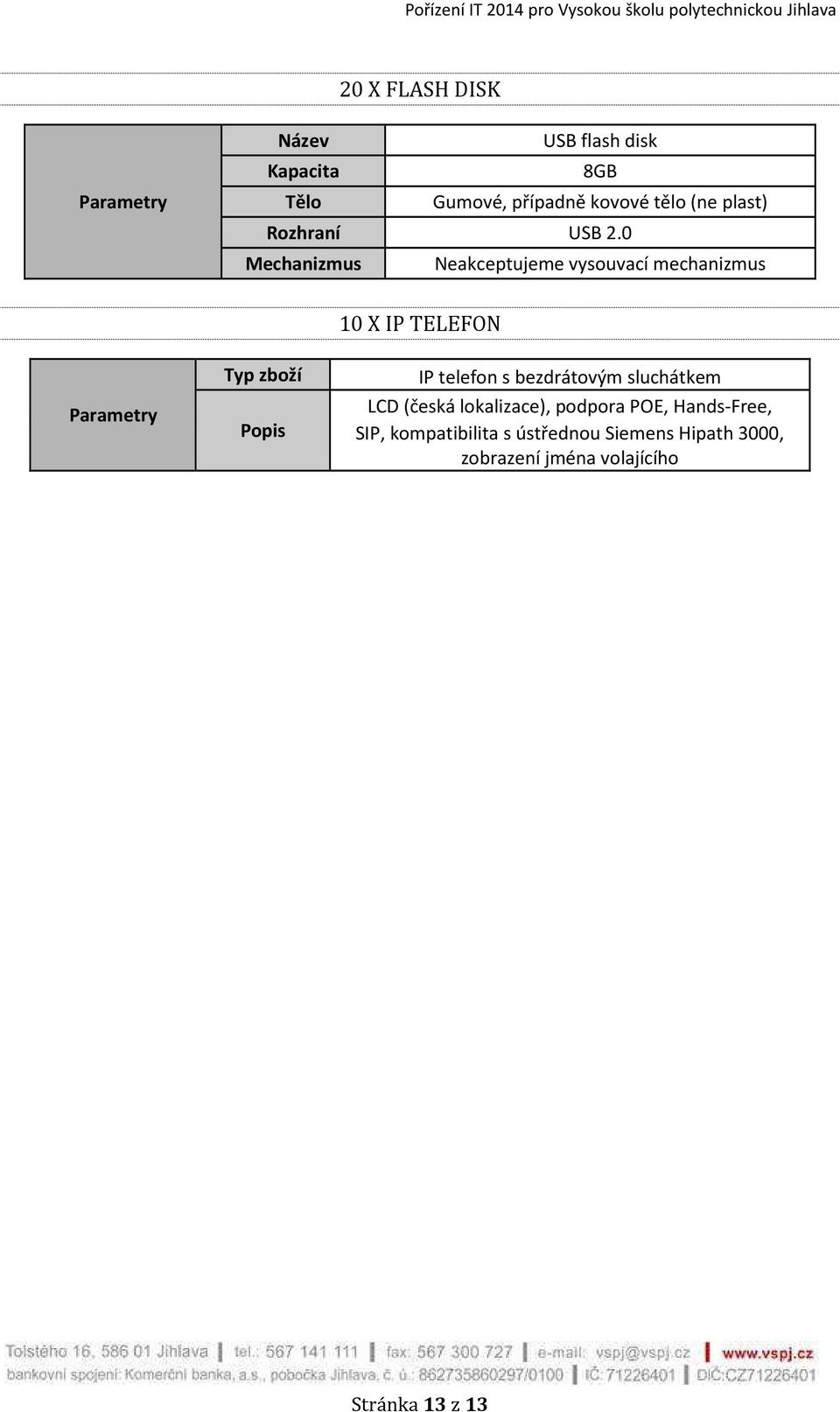 0 Mechanizmus Neakceptujeme vysouvací mechanizmus 10 X IP TELEFON Typ zboží Popis IP telefon