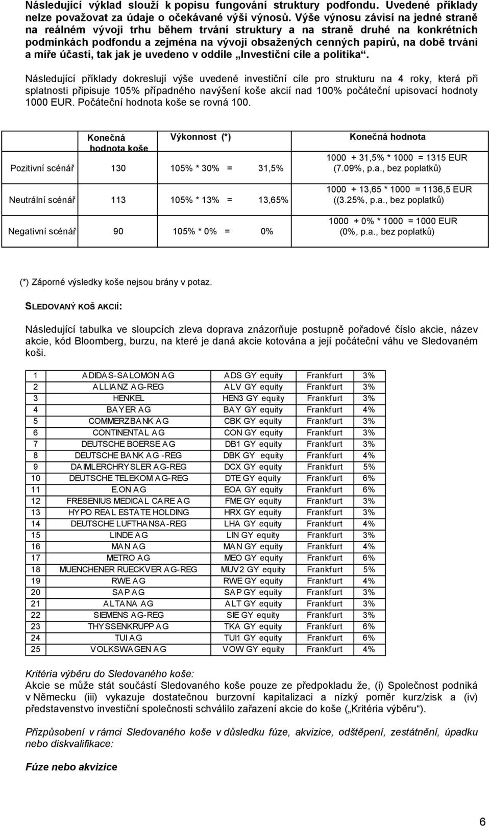 míře účasti, tak jak je uvedeno v oddíle Investiční cíle a politika.