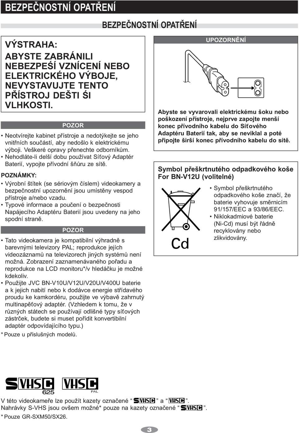 Nehodláte-li delší dobu používat Síťový Adaptér Baterií, vypojte přívodní šňůru ze sítě.