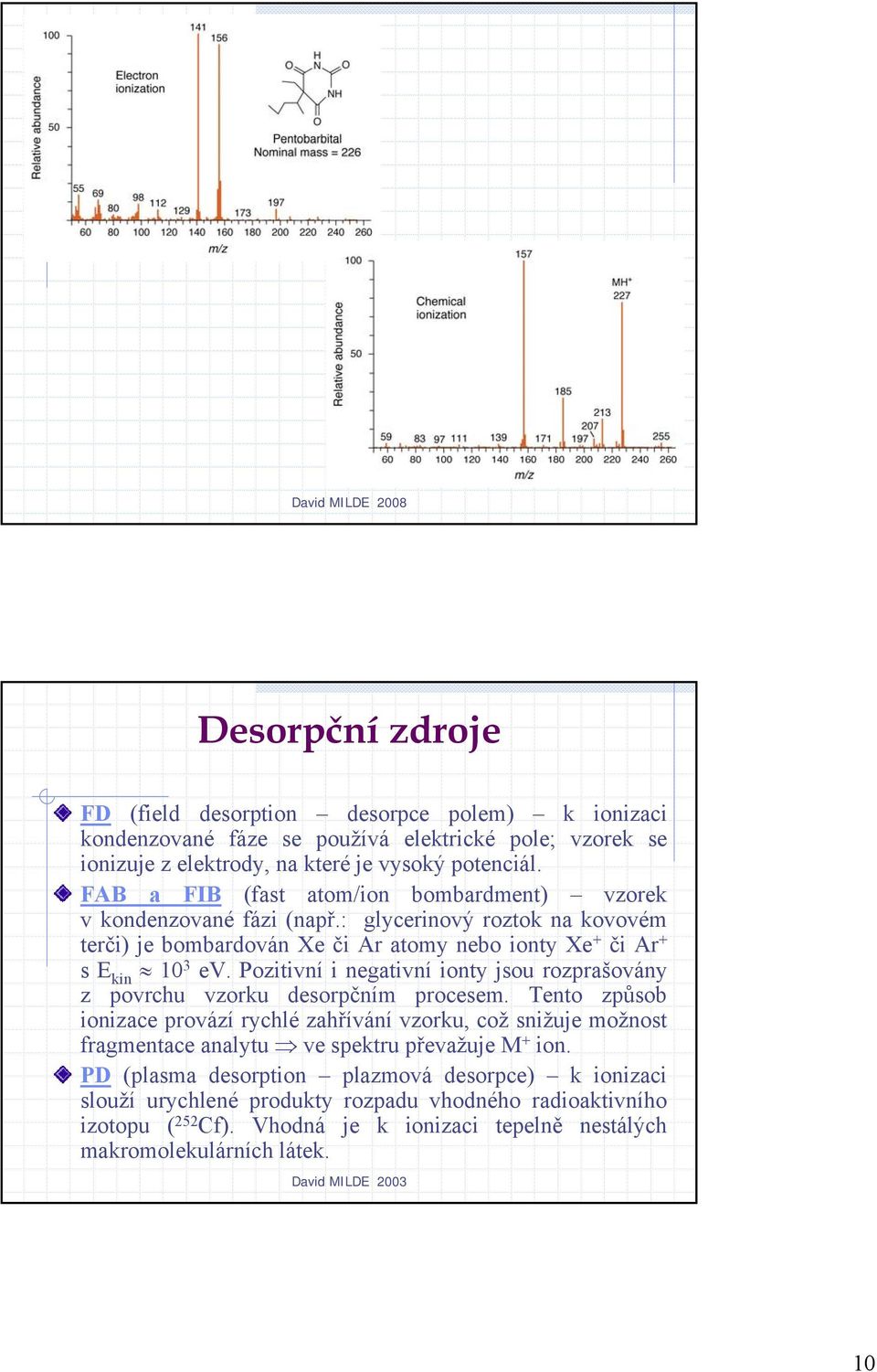 Pozitivní i negativní ionty jsou rozprašovány z povrchu vzorku desorpčním procesem.