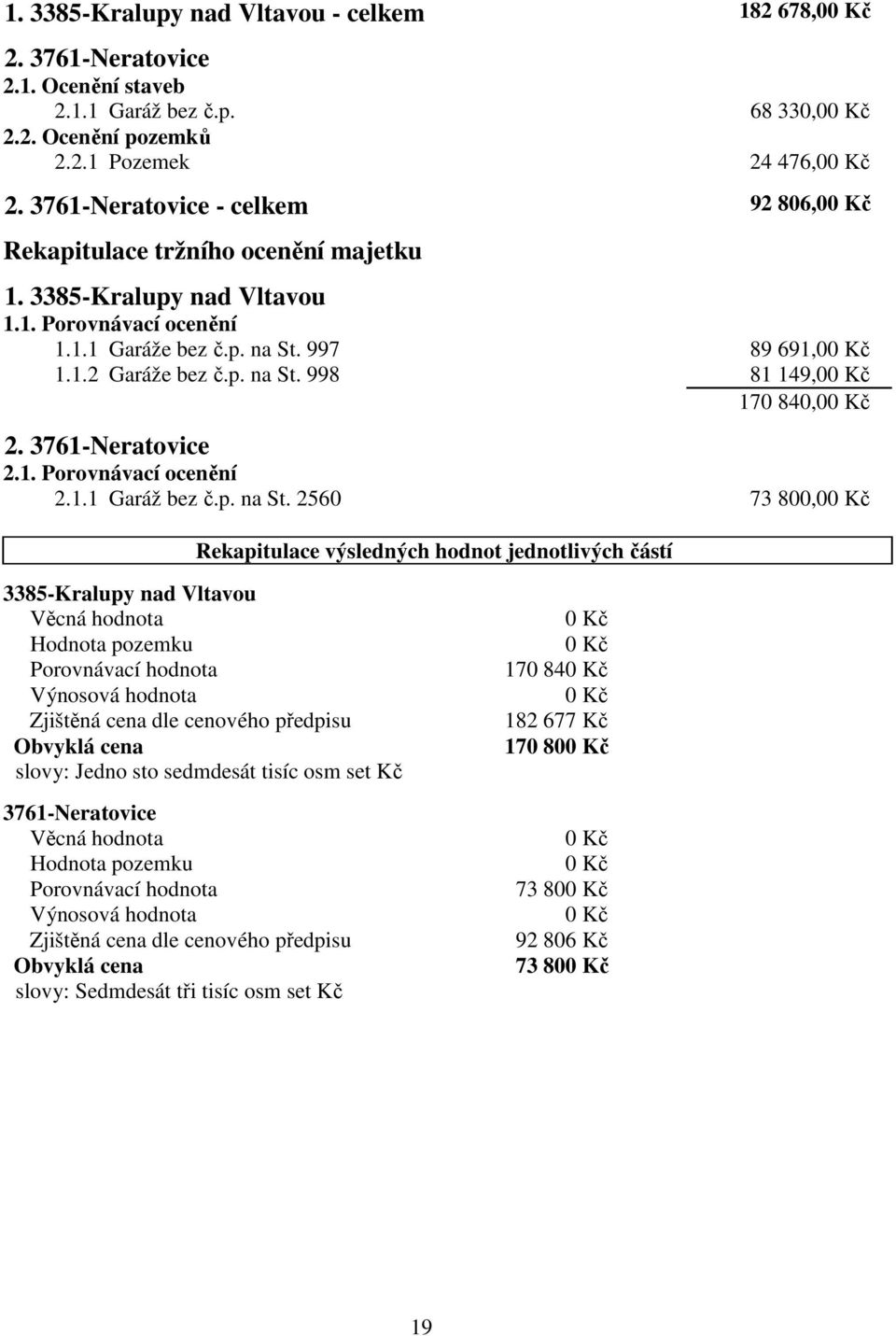 3761-Neratovice 2.1. Porovnávací ocenění 2.1.1 Garáž bez č.p. na St.