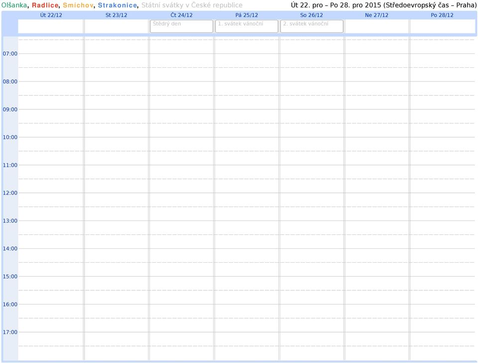 pro 2015 (Středoevropský čas Praha) Út 22/12 St