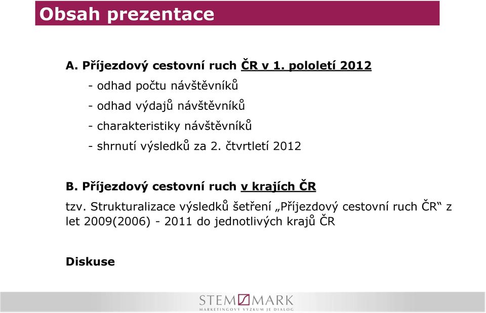 návštěvníků - shrnutí výsledků za 2. čtvrtletí 2012 B.