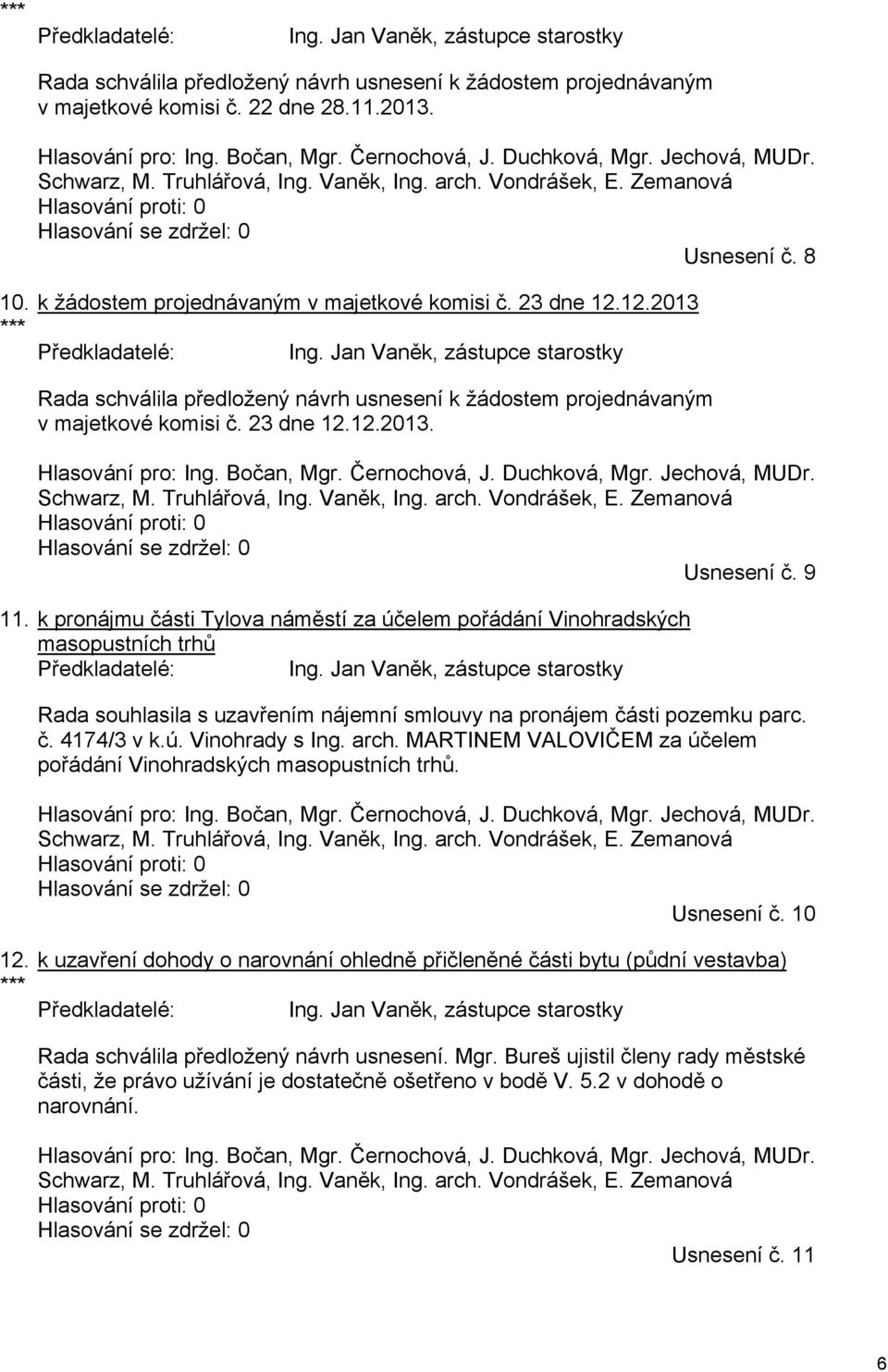 *** k žádostem projednávaným v majetkové komisi č. 23 dne 12.12.2013 Předkladatelé: Ing.