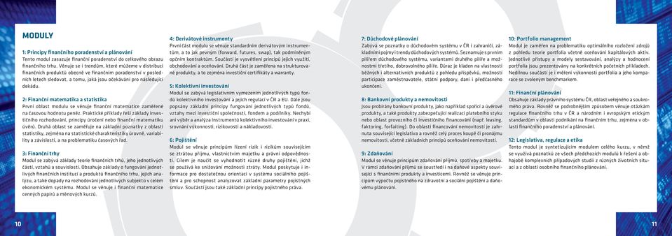 2: Finanční matematika a statistika První oblast modulu se věnuje finanční matematice zaměřené na časovou hodnotu peněz.