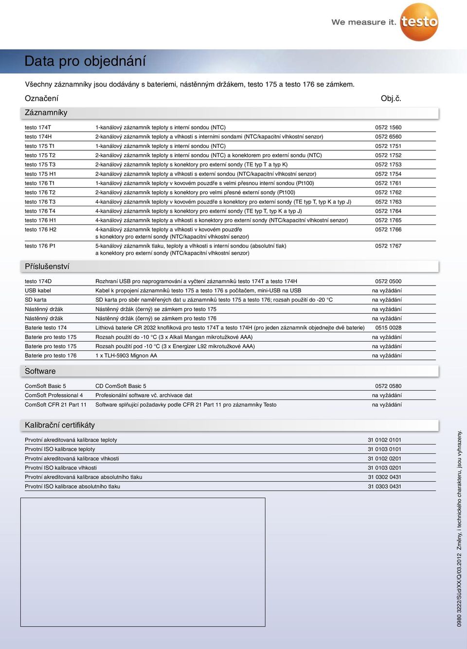 testo 174T 1-kanálový záznamník teploty s interní sondou (NTC) 0572 1560 testo 174H 2-kanálový záznamník teploty a vlhkosti s interními sondami (NTC/kapacitní vlhkostní senzor) 0572 6560 testo 175 T1