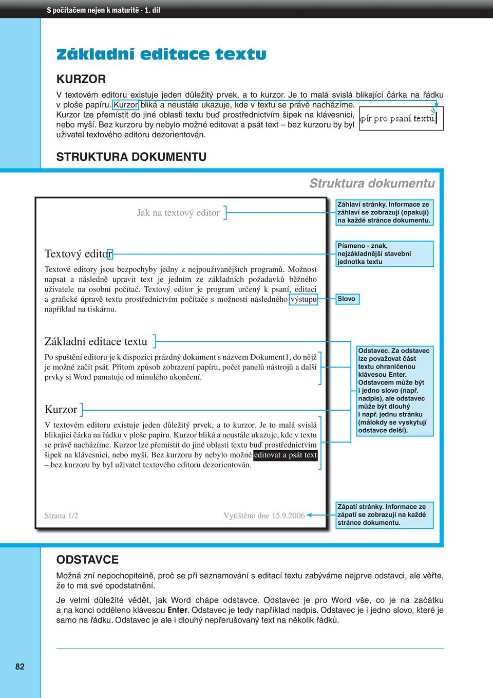 Bez kurzoru by nebylo možné editovat a psát text bez kurzoru by byl uživatel textového editoru dezorientován. STRUKTURA DOKUMENTU Struktura dokumentu Jak na textový editor Záhlaví stránky.
