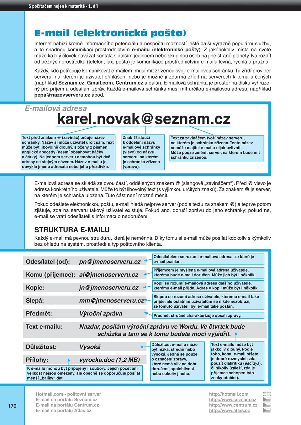 Na rozdíl od běžných prostředků (telefon, fax, pošta) je komunikace prostřednictvím e-mailu levná, rychlá a pružná.