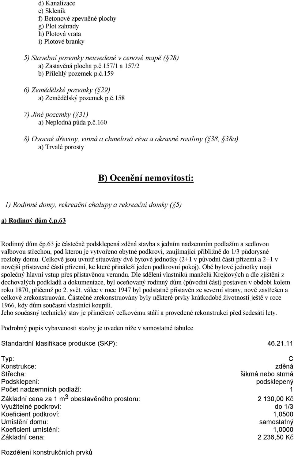 159 6) Zemědělské pozemky ( 29) a) Zemědělský pozemek p.č.