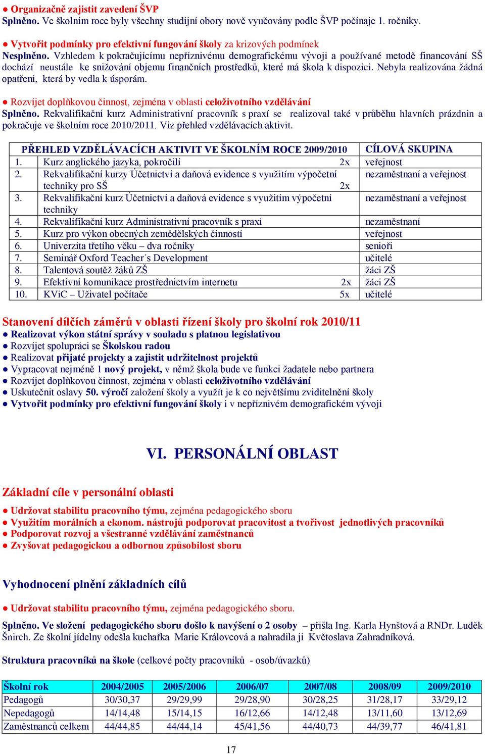 Vzhledem k pokračujícímu nepříznivému demografickému vývoji a používané metodě financování SŠ dochází neustále ke snižování objemu finančních prostředků, které má škola k dispozici.